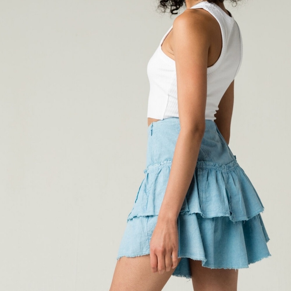 Ruffles In The Sand Denim Skirt - Picture 6 of 11